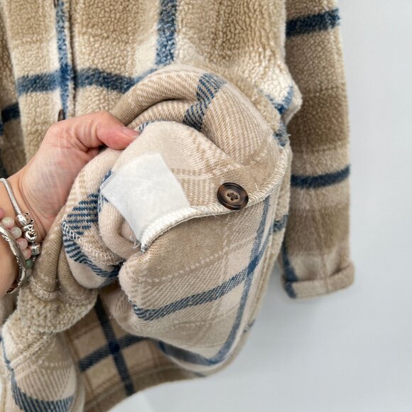 Vintage Alia Teddy Fleece Plaid Shirt Jacket - Picture 5 of 5